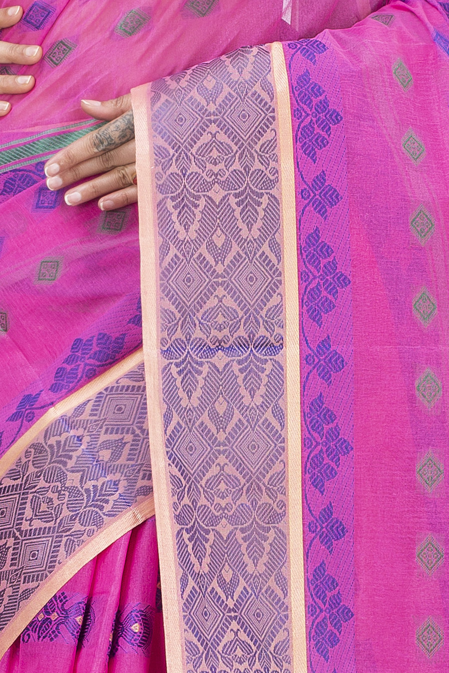 Pink Pure Cotton Ghusoon Tant Saree (947)